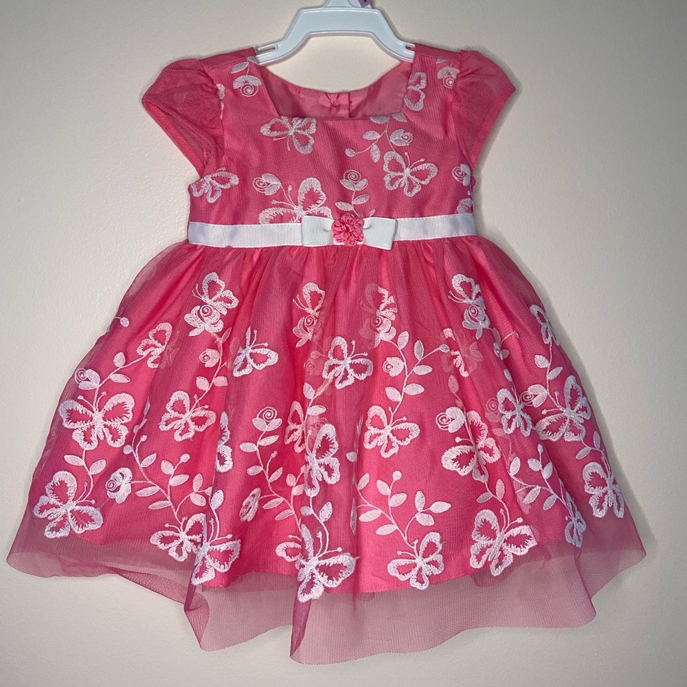 Jona Michelle pink fancy butterfly dress for baby with short sleeve 6 months